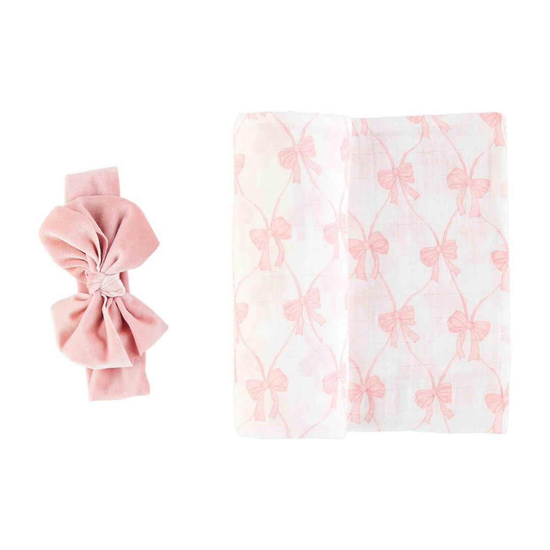 BOW SWADDLE & HEADBAND SET