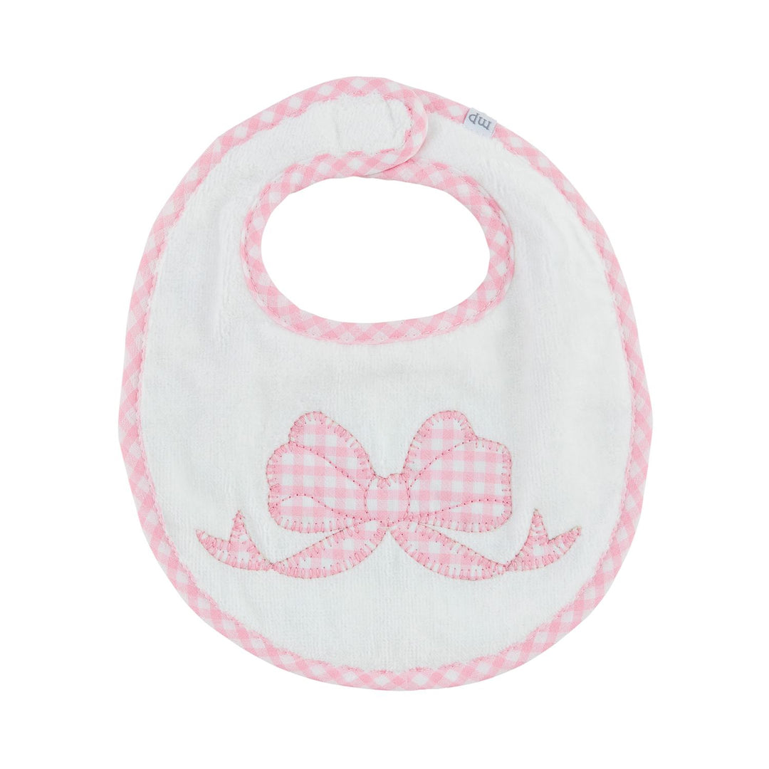 PINK GINGHAM BOW BIB