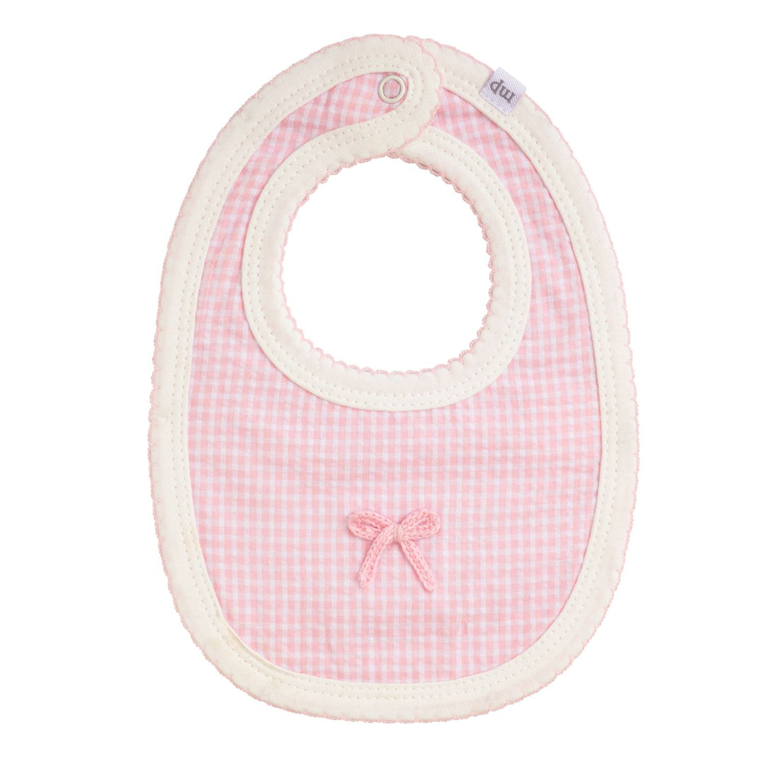 CROCHET BOW GINGHAM BIB