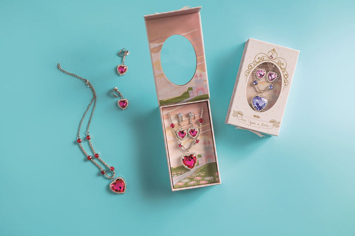 2-piece set includes dress-up rhinestone necklace and pair of clip on earrings
