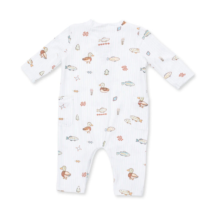Angel Dear Lake Cuties Uni Romper alternate view of the baby romper showing the lake cuties uni design and coordinating trim