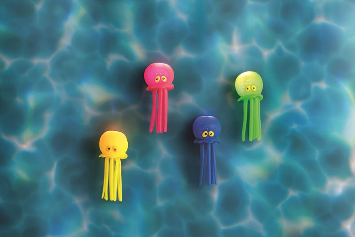Squishy rubber dive toy with water activated lights YELLOW, PINK, BLUE, AND GREEN