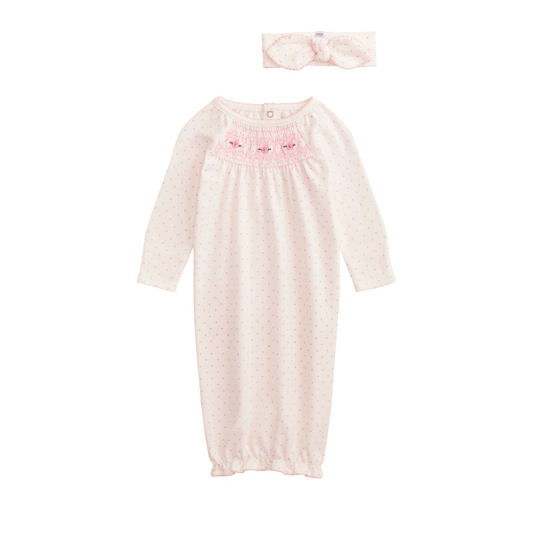 IVORY DOT SMOCKED TAKE-ME-HOME SET