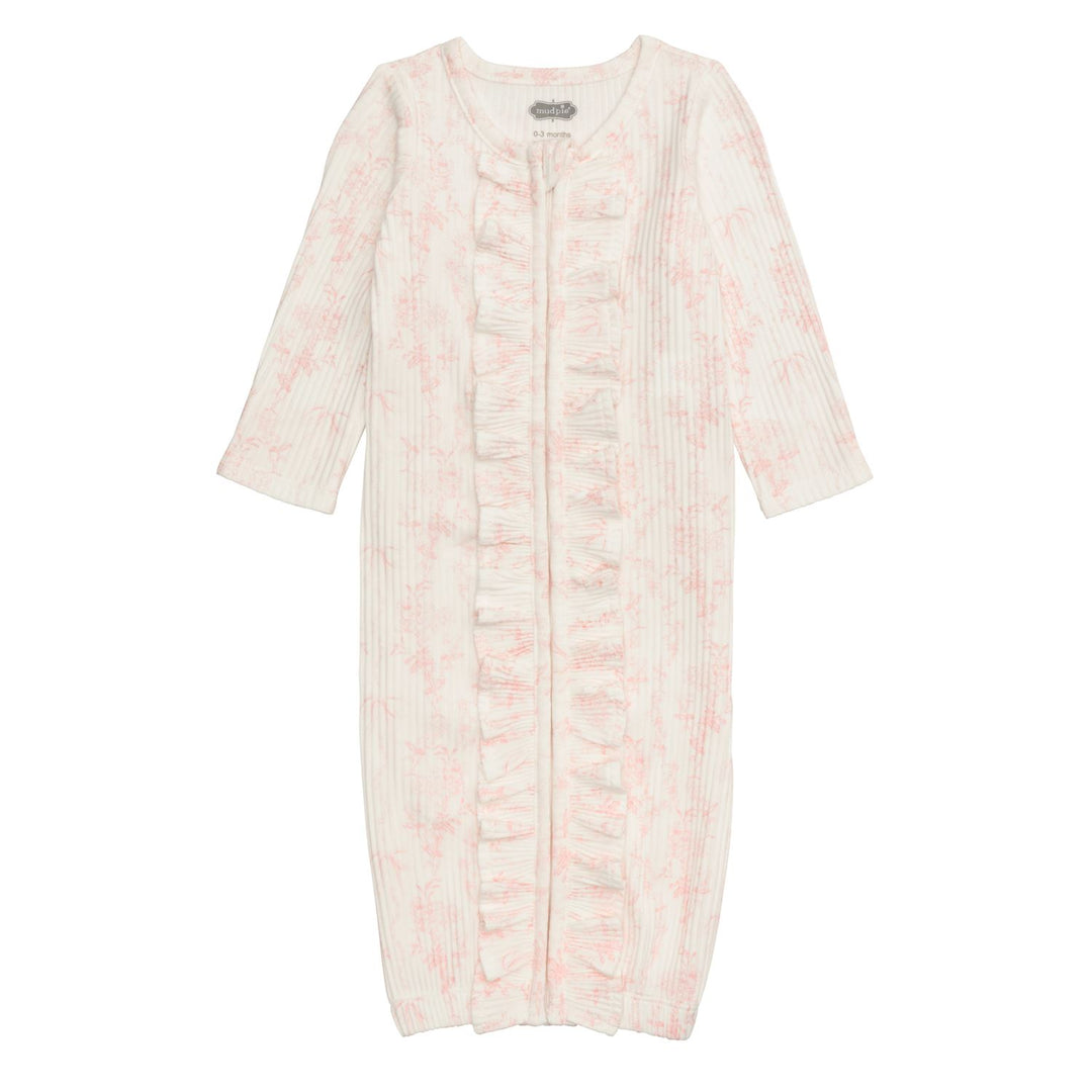 FLORAL PINK RUFFLED GOWN