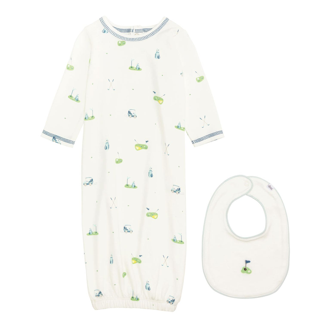 BLUE GOLF GOWN & BIB SET