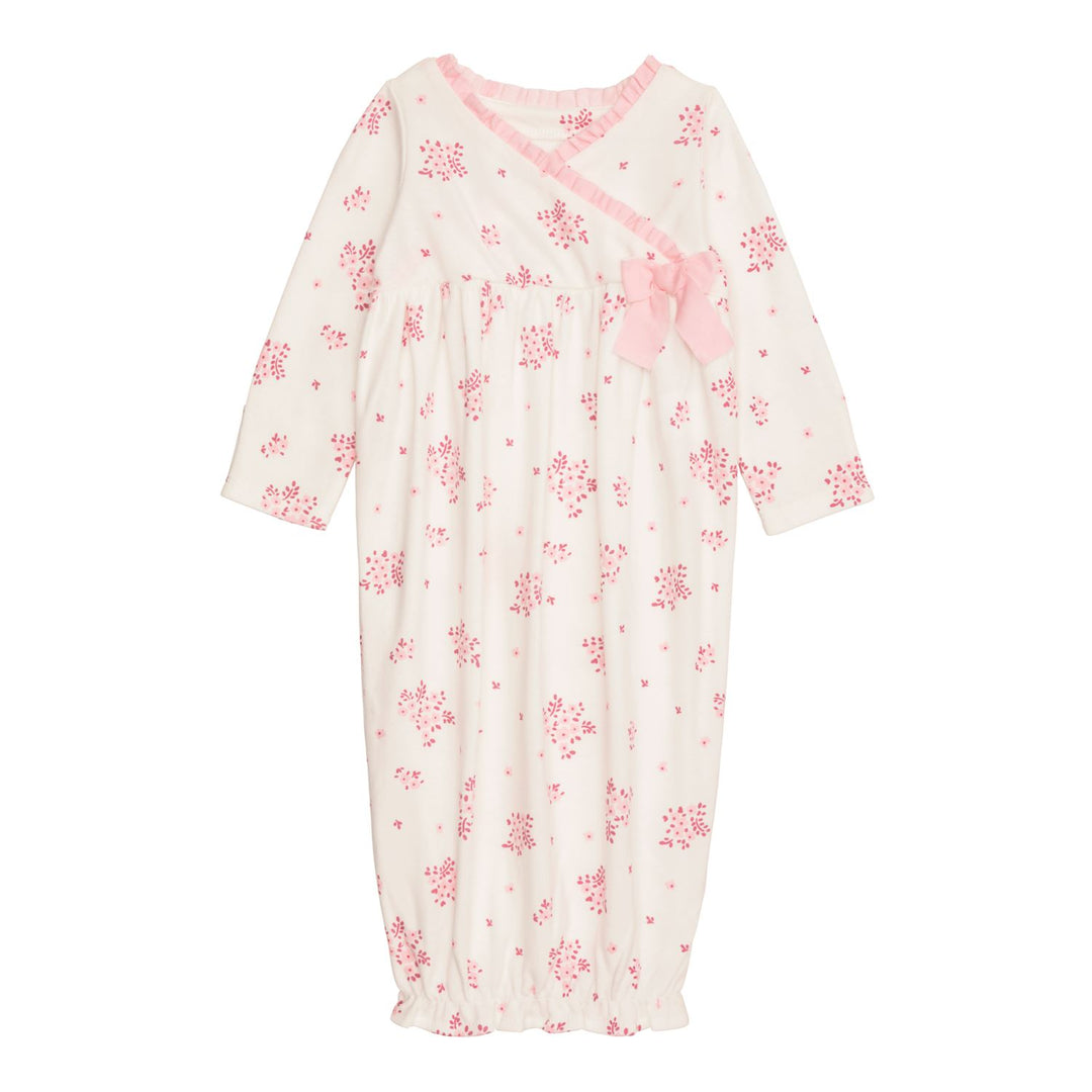 IVORY BLOSSOM RUFFLE SIDE PLACKET GOWN