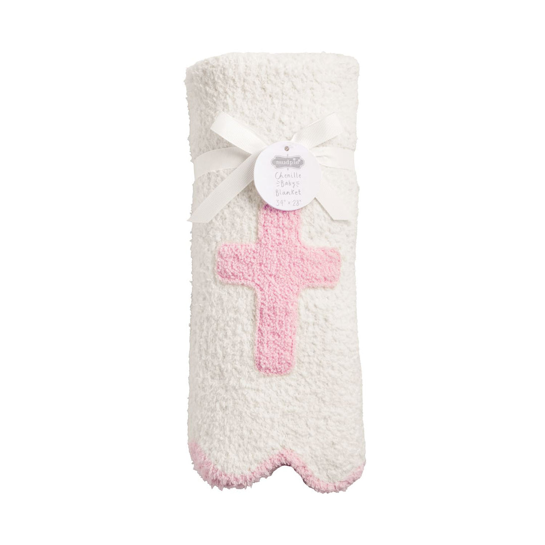 PINK CROSS CHENILLE BLANKET