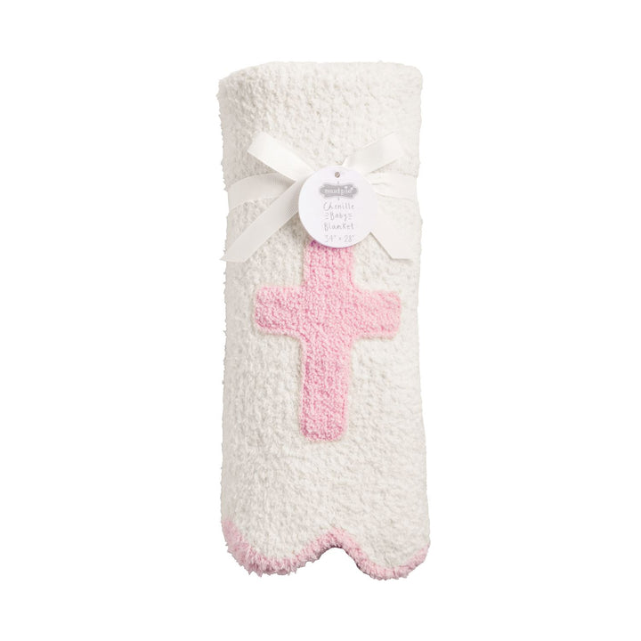 PINK CROSS CHENILLE BLANKET