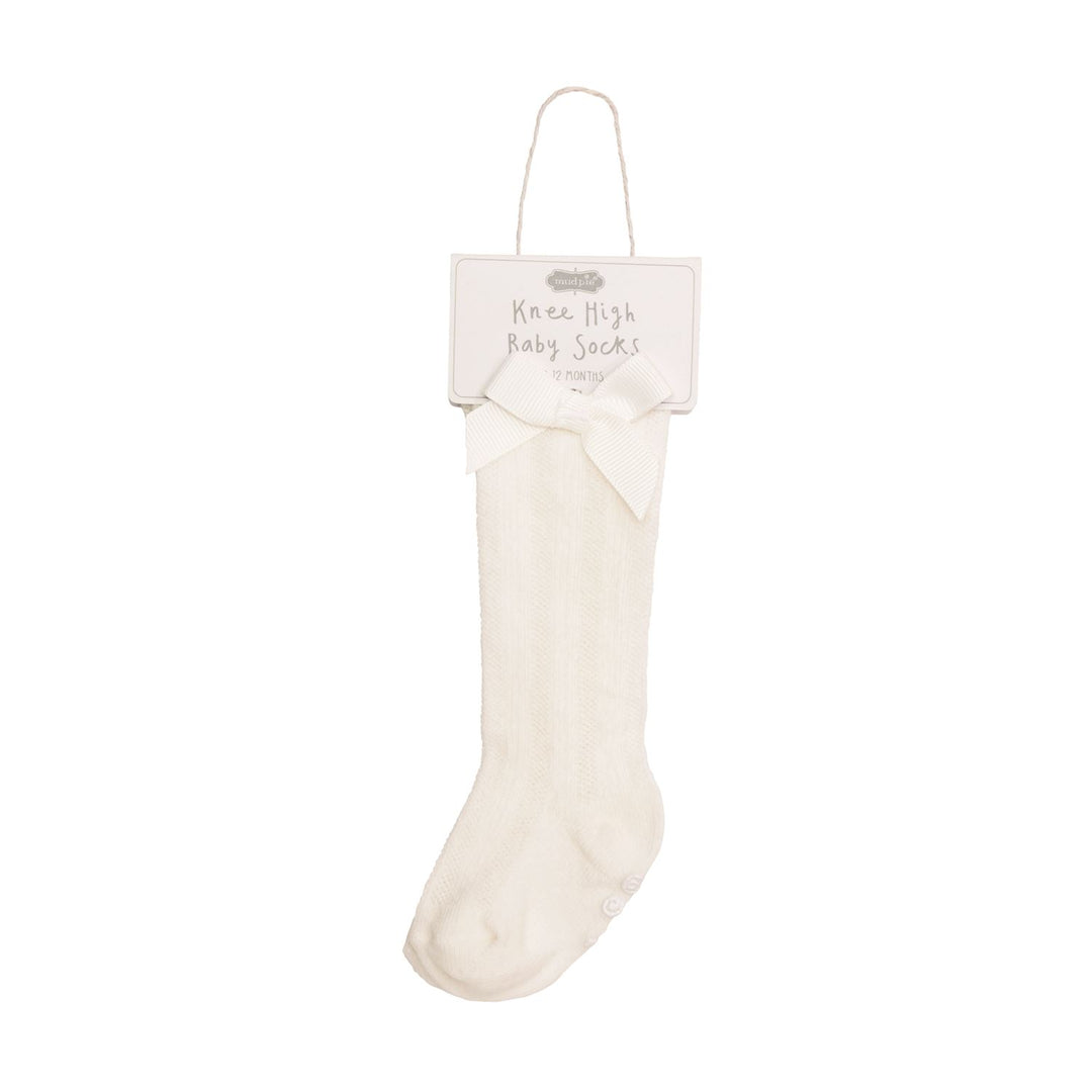 WHITE TALL WHITE BOW SOCKS
