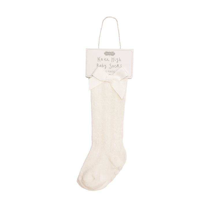 WHITE TALL WHITE BOW SOCKS