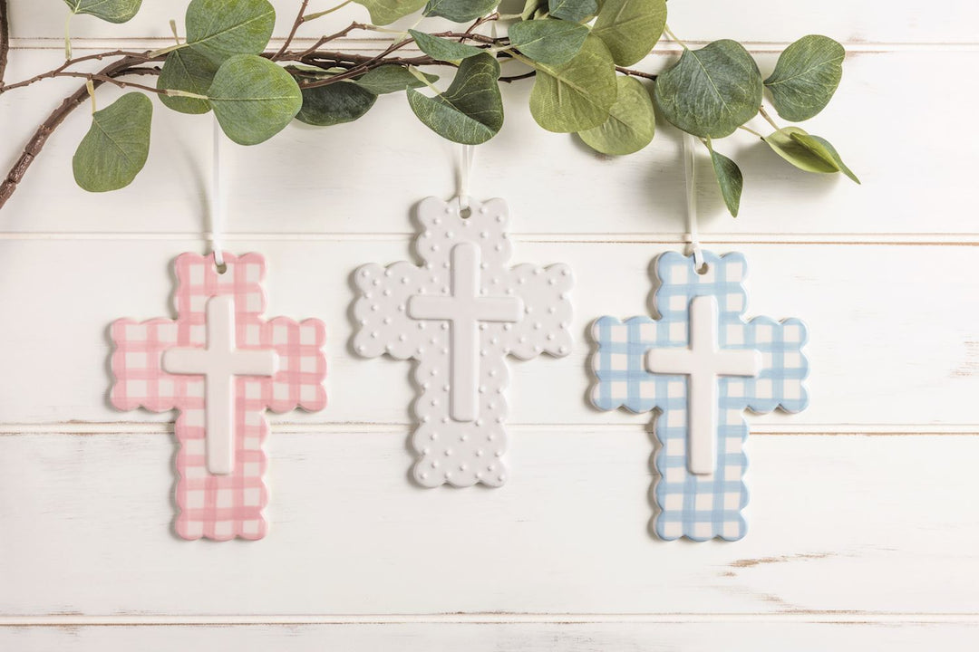 WHITE DOTTED LAYERD CERAMIC CROSS
