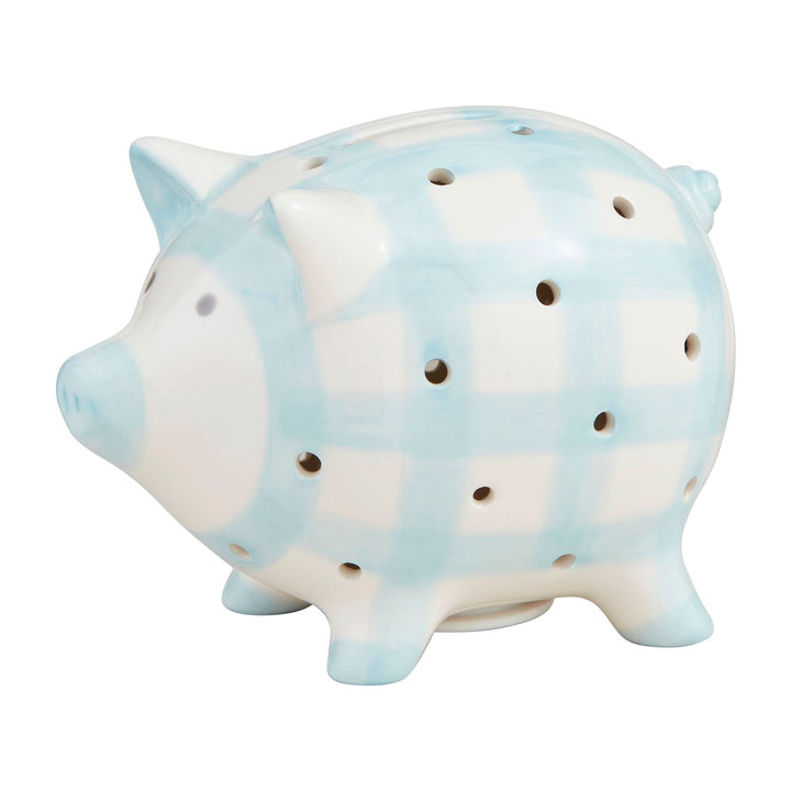 BLUE GINGHAM LIGHT UP PIGGY BANK