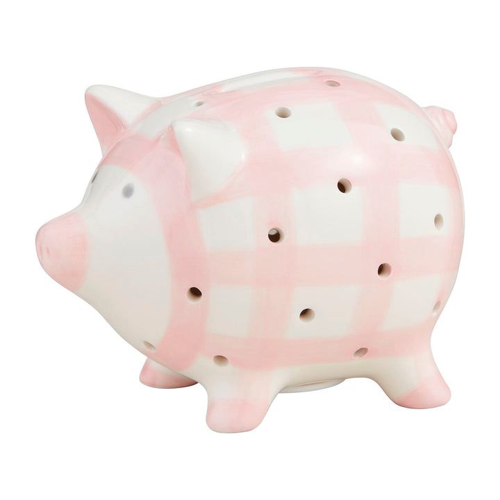 PINK GINGHAM LIGHT UP PIGGY BANK