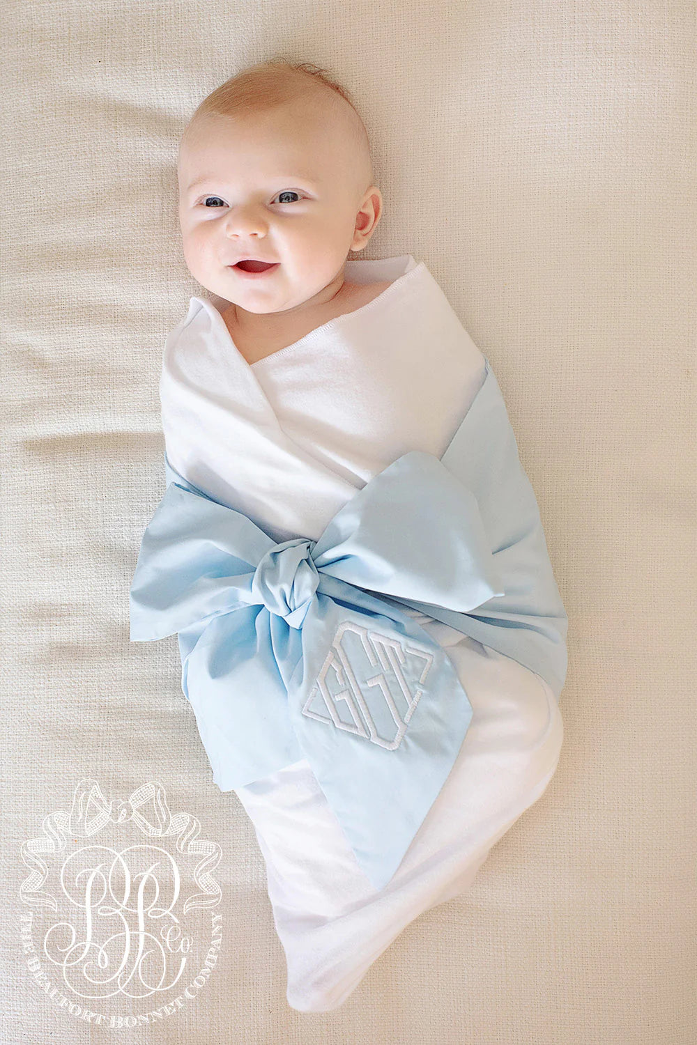 BUCKHEAD BLUE BOW SWADDLE – Walker Boutique - Main Image