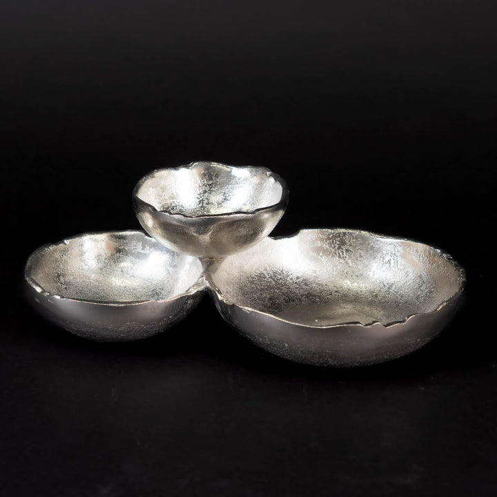 SILVER TEXTURED 3 SECTION BOWL