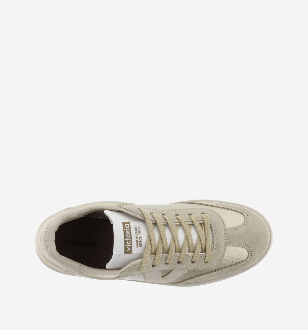 VICTORIA: PLATINO GOLD LEATHER SNEAKERS