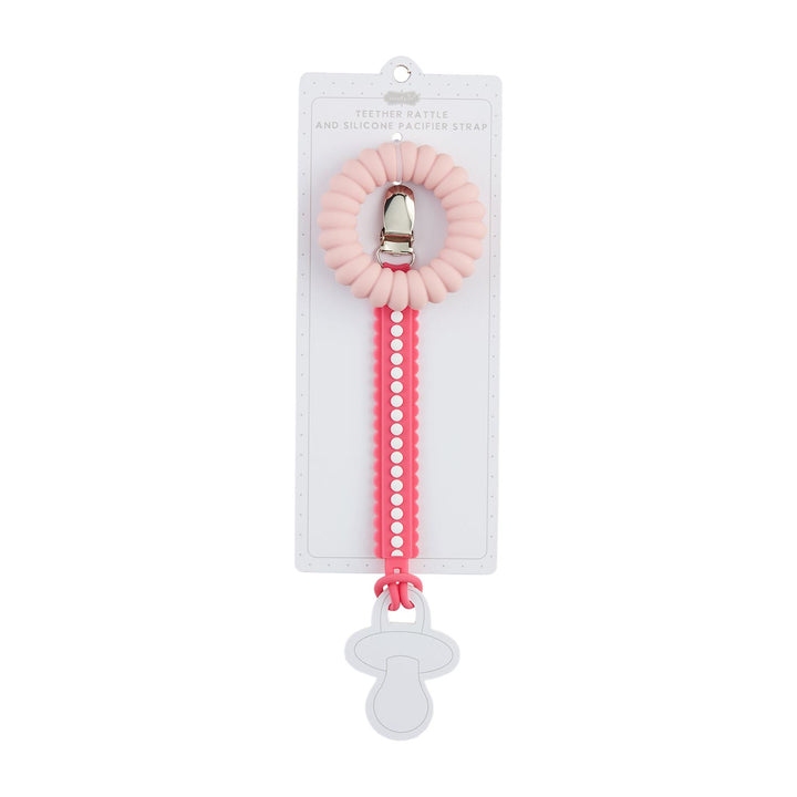 PINK PACY STRAP & RATTLE TEETHER SET