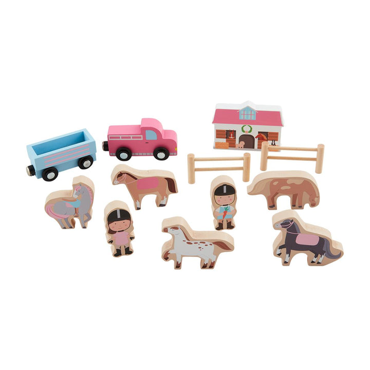WOOD HORSE TOY SET