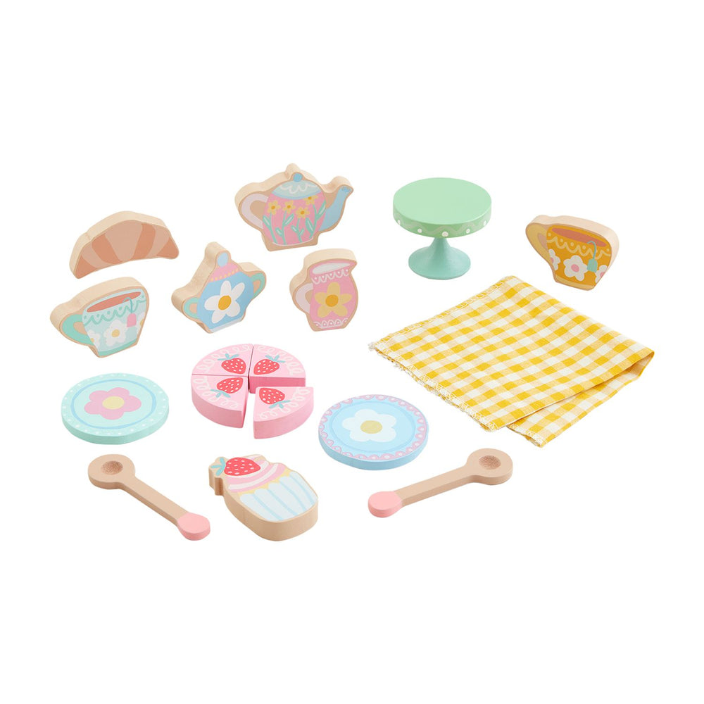 wooden tea party accessories out of packaging