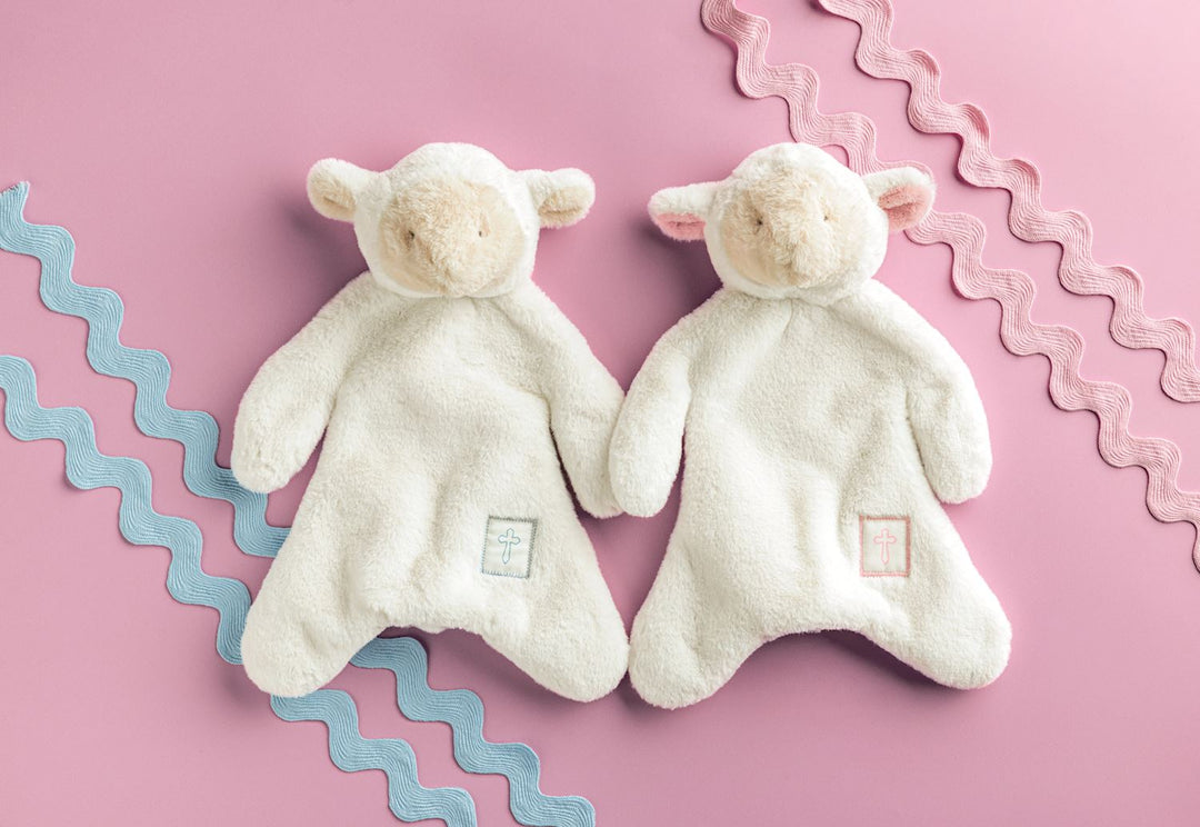 PINK LITTLE LAMB WITH CROSS WOOBIE PLUSH