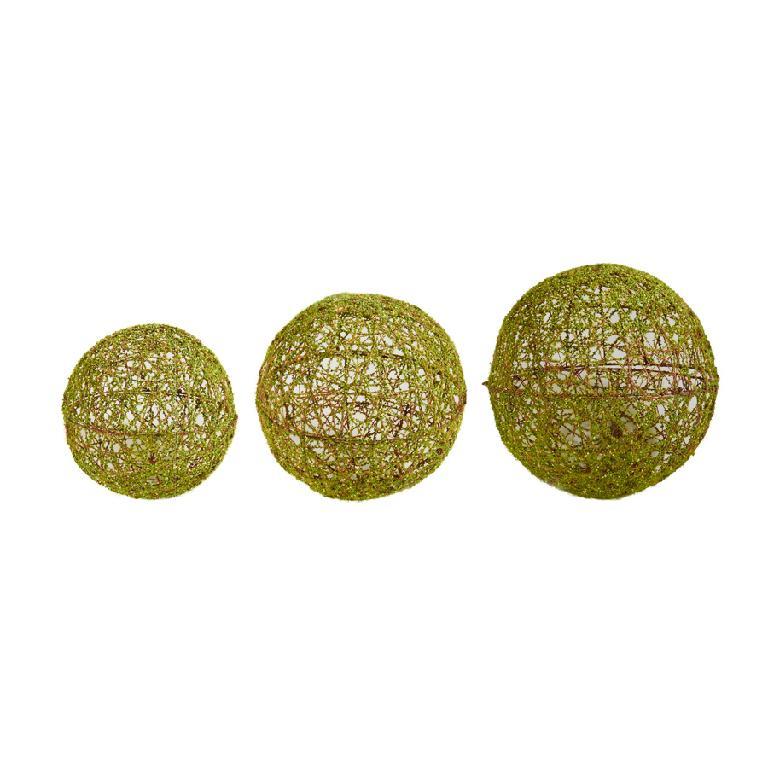 GREEN MOSSY WIRE BALL ORNAMENT