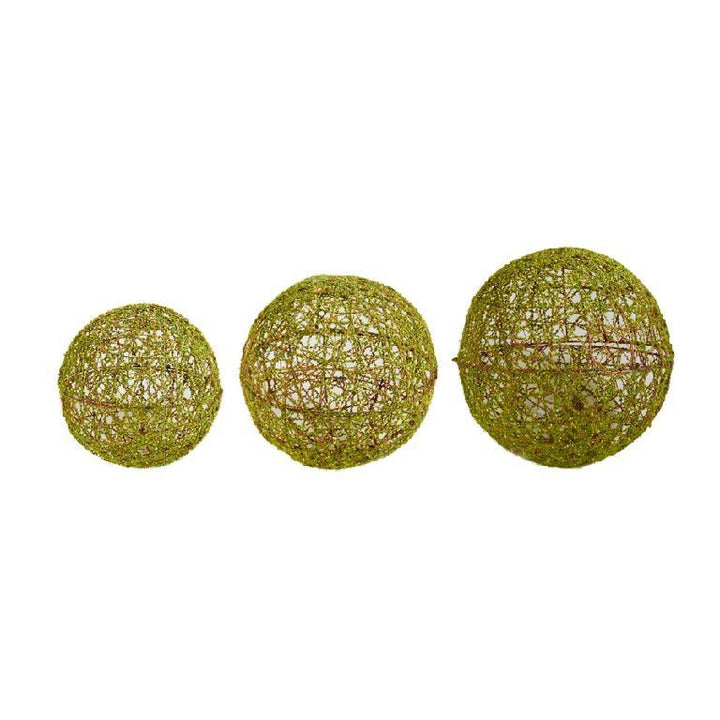GREEN MOSSY WIRE BALL ORNAMENT
