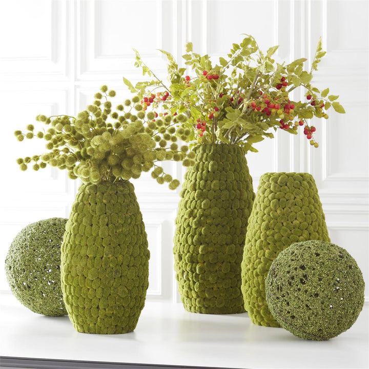 GREEN MOSSY WIRE BALL ORNAMENT