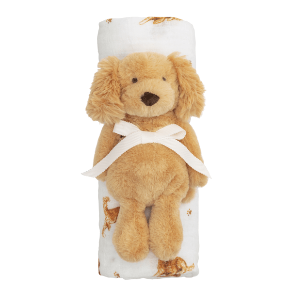 RETRIEVER SWADDLE & RATTLE SET
