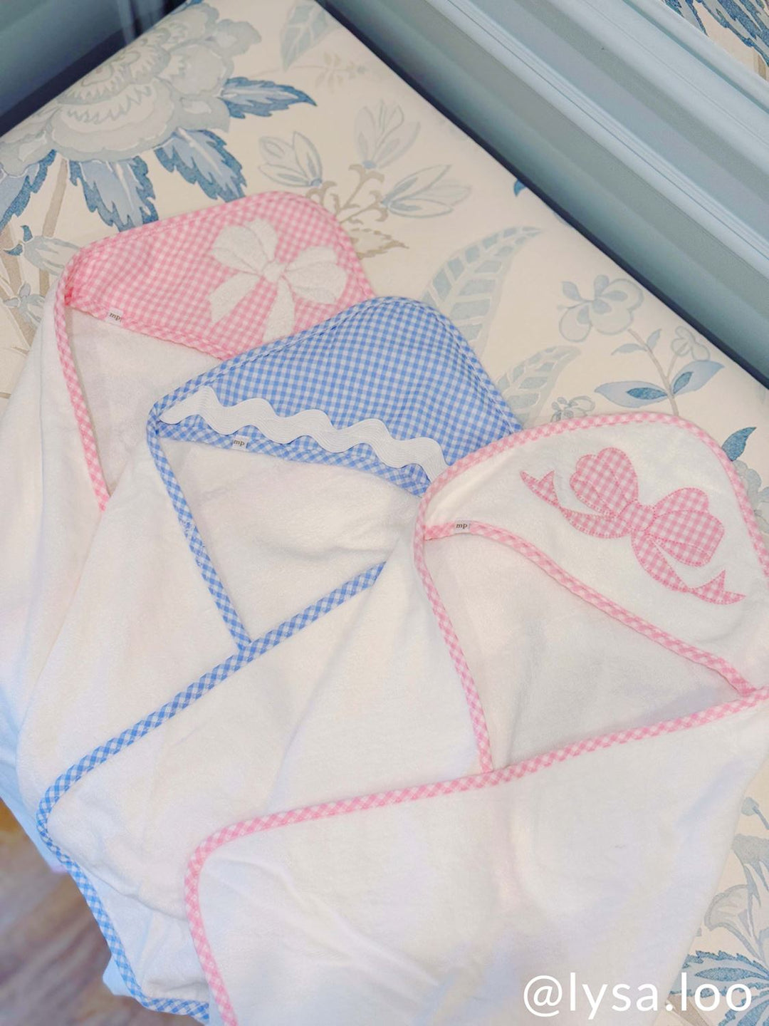 BLUE RIC-RAC HOODED TOWEL