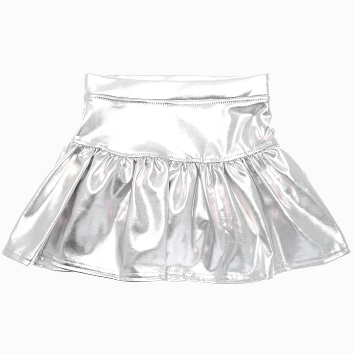 Silver metallic skirt on a white background