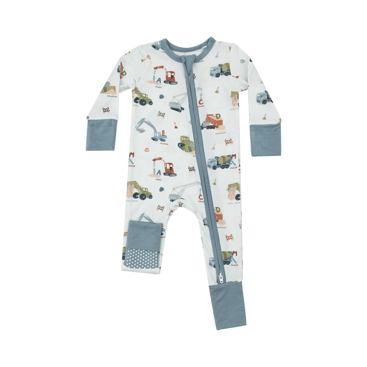 CONSTRUCTION ALPHABET ZIPPER ROMPER