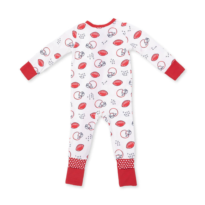 Angel Dear Touchdown Time Convertible Romper alternate view of the baby romper showing the touchdown time design and coordinating trim