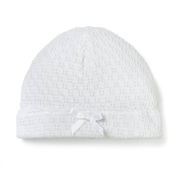 PATY KNIT WHITE WITH WHITE TRIM SAYLOR BEANIE WITH BOW