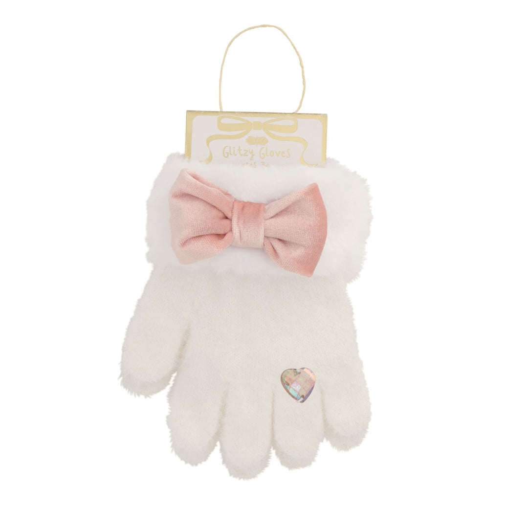 WHITE GLITZY GLOVES