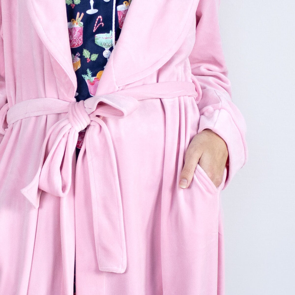 Pink robe with a white background