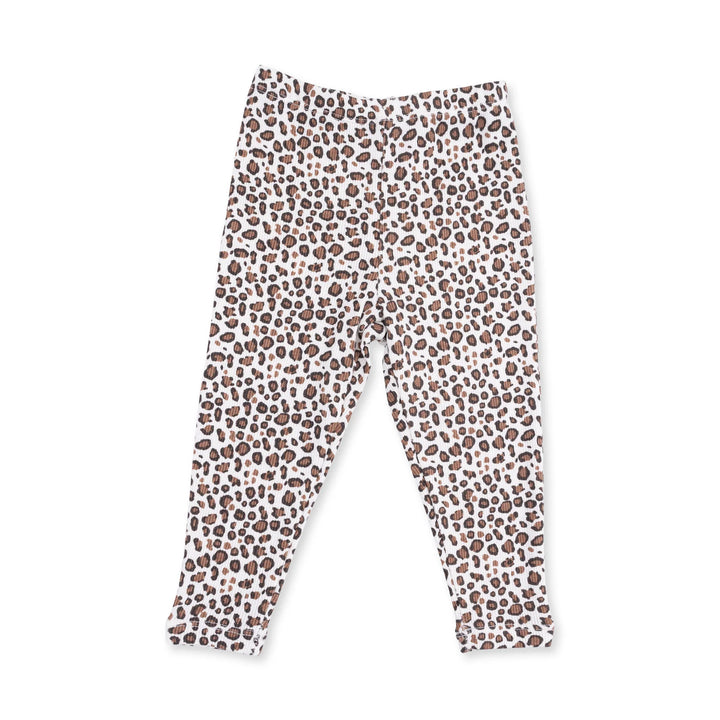 Angel Dear Leopard Rib Long Sleeve Ruffle Top and Pant Set alternate outfit view highlighting the coordinated styling