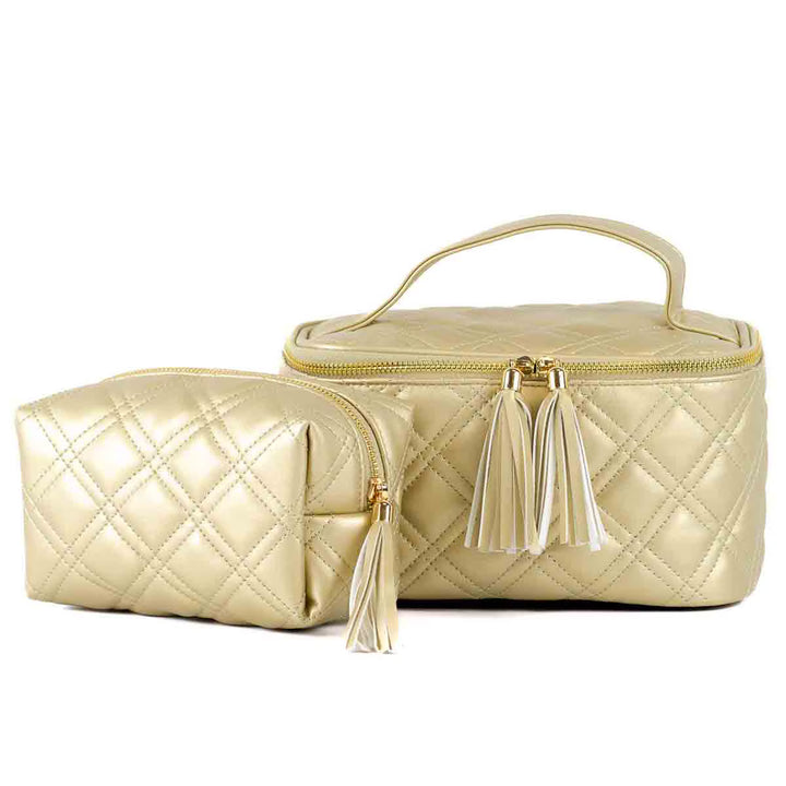 BRIGHTON GOLD QUILTED COSMETIC BAG