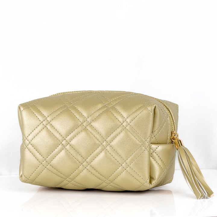 BRIGHTON GOLD QUILTED COSMETIC BAG