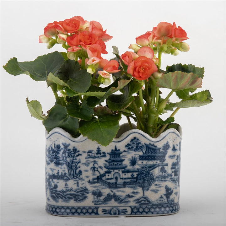 BLUE WILLOW SCALLOPED CACHEPOT ICE BUCKET