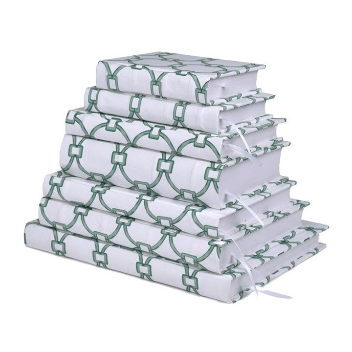 GREEN & WHITE LINK PRINT FABRIC JOURNAL