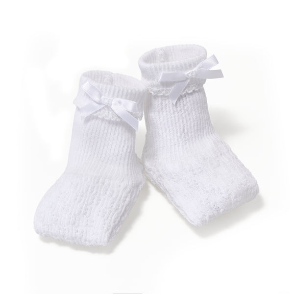 PATY KNIT WHITE WITH WHITE TRIM BOOTIES WITH BOW