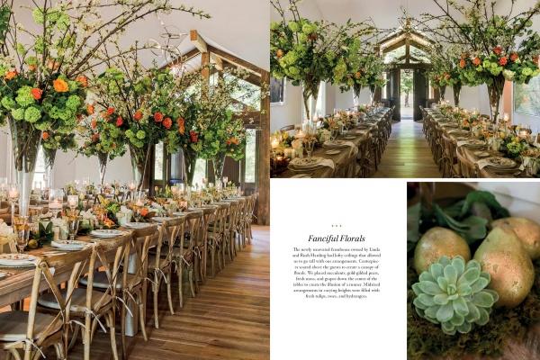 Decorative floral arrangements and tables set up for a formal event with text overlay.