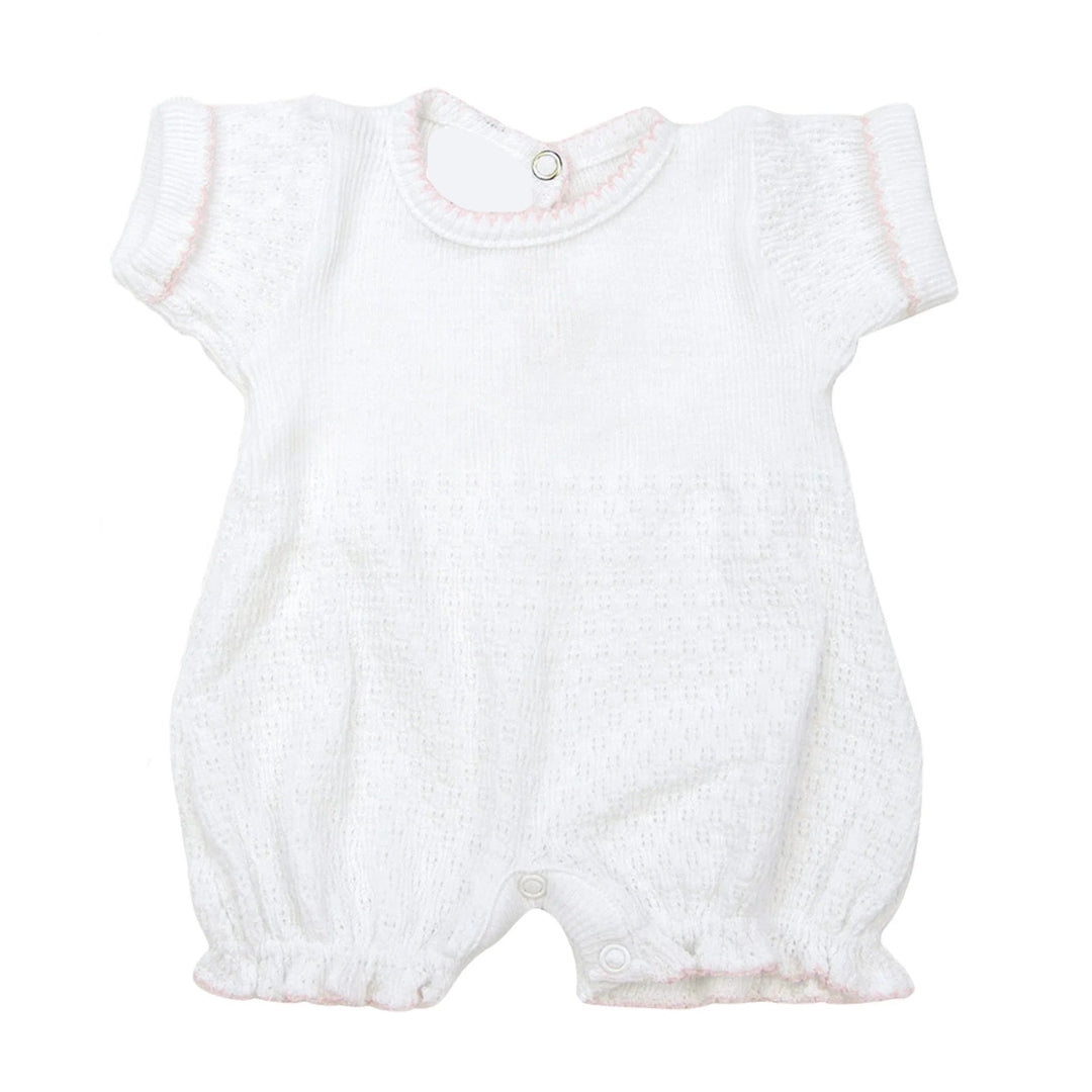WHITE PATY KNIT GIRLS BUBBLE WITH PINK TRIM