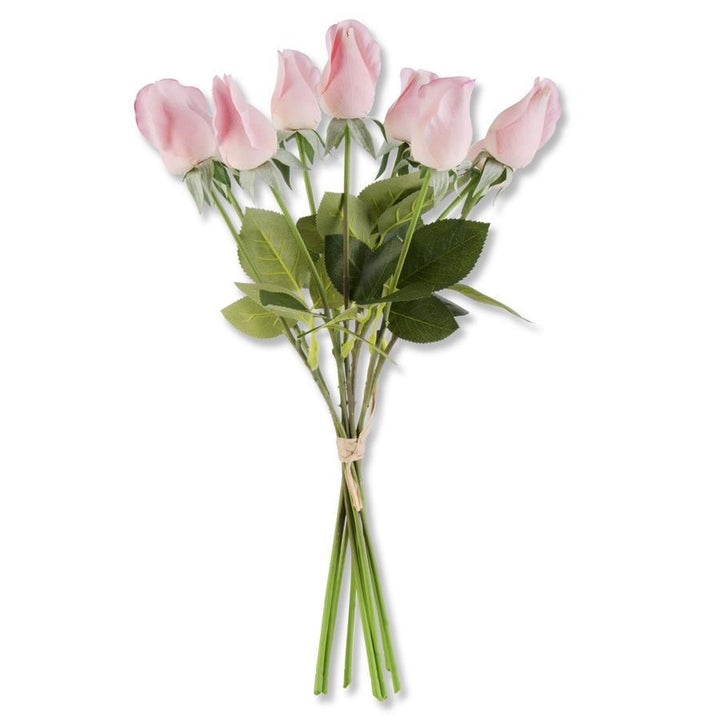 PINK REAL TOUCH ROSE BUD WITH FOLIAGE BUNDLE