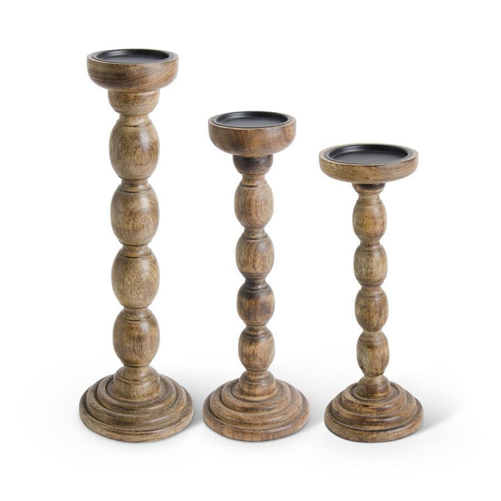 WOOD SPINDLE CANDLEHOLDERS