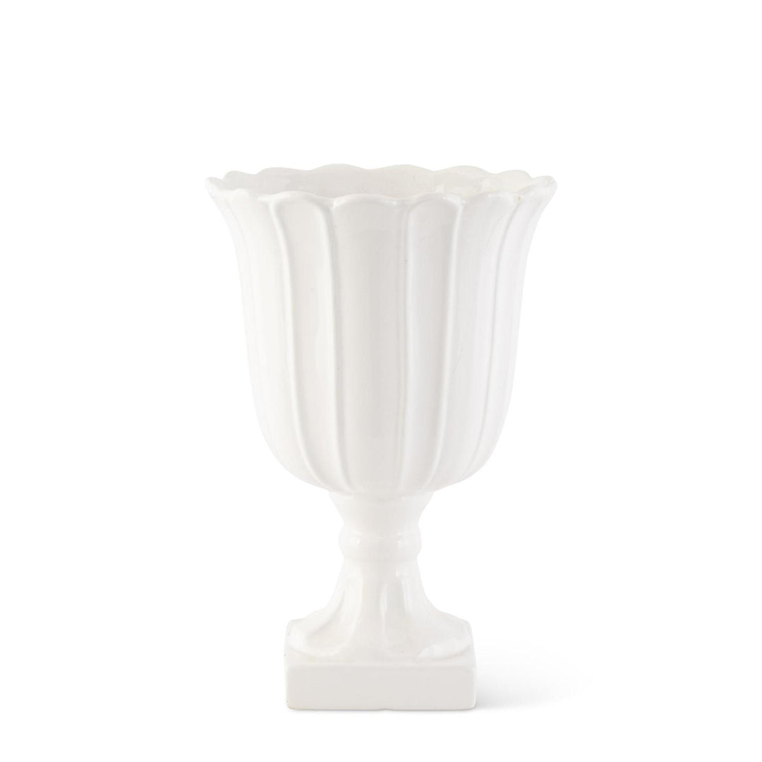 WHITE RIBBED URN