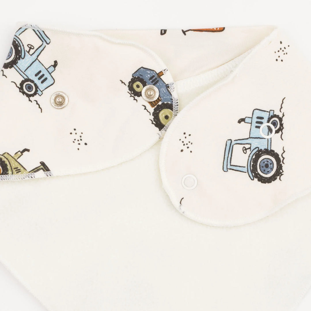 Angel Dear Future Farmer Bandana Bib styled product detail featuring the future farmer design
