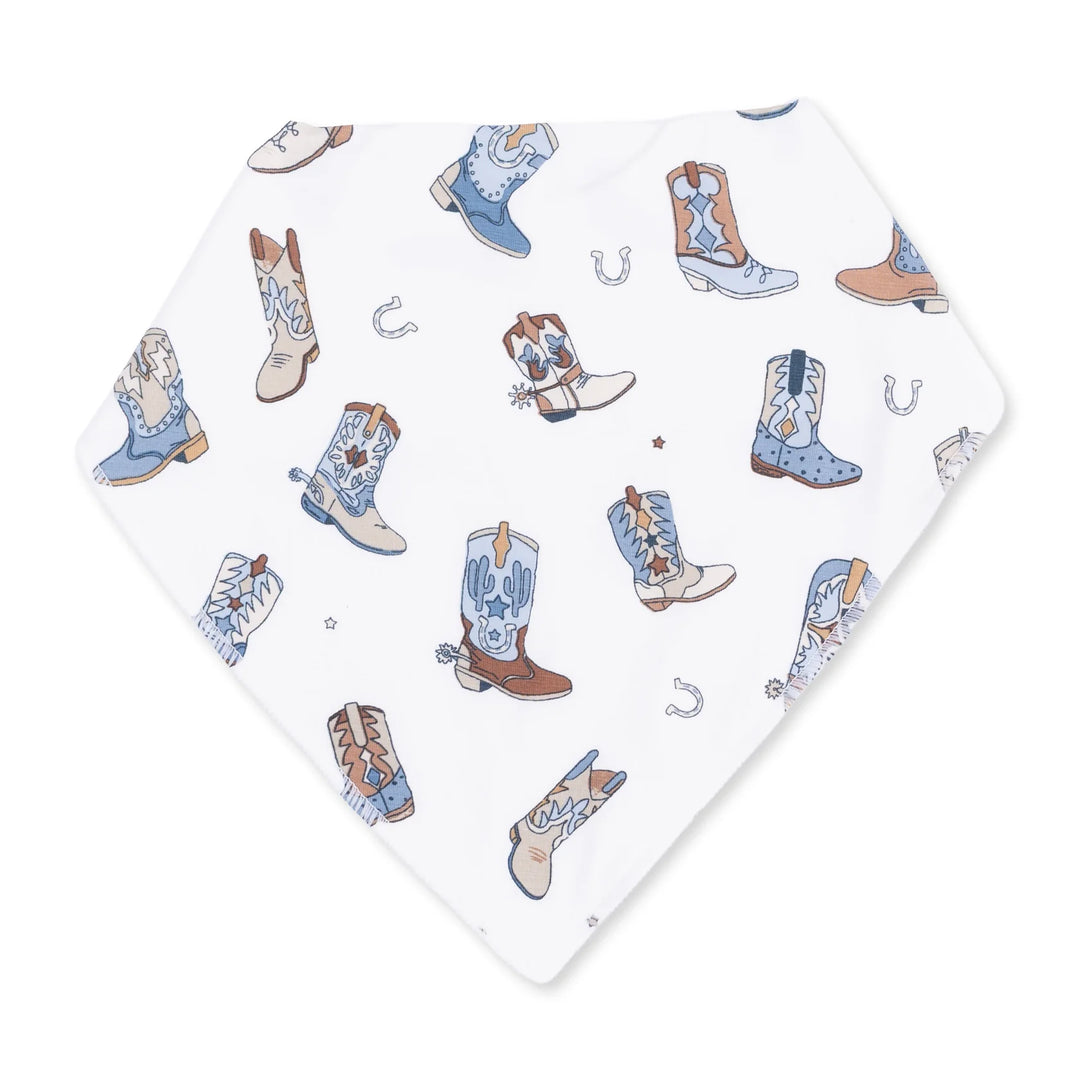 Angel Dear Buckaroo Boots Bandana Bib front product view highlighting the buckaroo boots design
