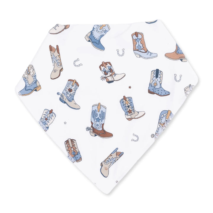 Angel Dear Buckaroo Boots Bandana Bib front product view highlighting the buckaroo boots design