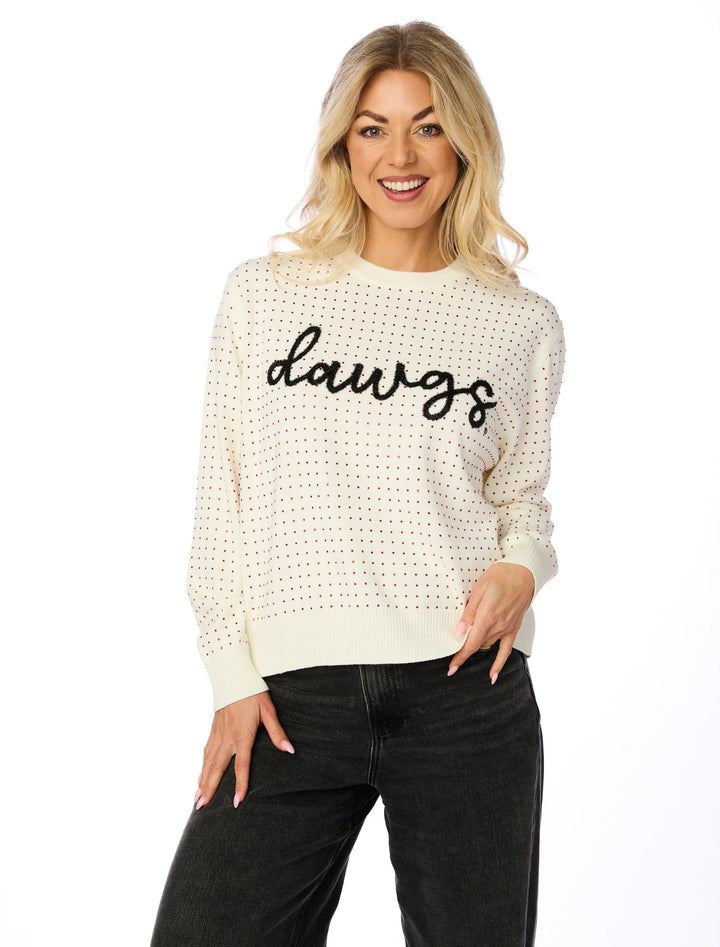 GEORGIA DAWGS RHINESTONE & GLITTER SCRIPT SWEATER